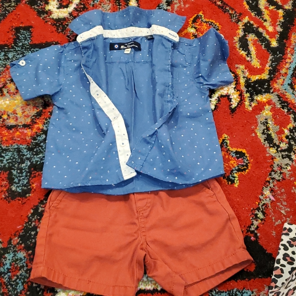 Toddler shorts and button up shirt set